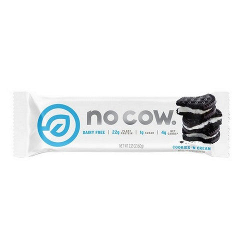 No Cow Bar, Protein Bar Cookies And Cream, 2.12 Oz(Case Of 12) No Cow Bar