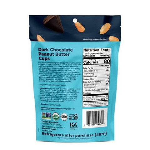 Chocxo, Dark Chocolate Peanut Butter Cup, 3.45 Oz(Case Of 6) Chocxo
