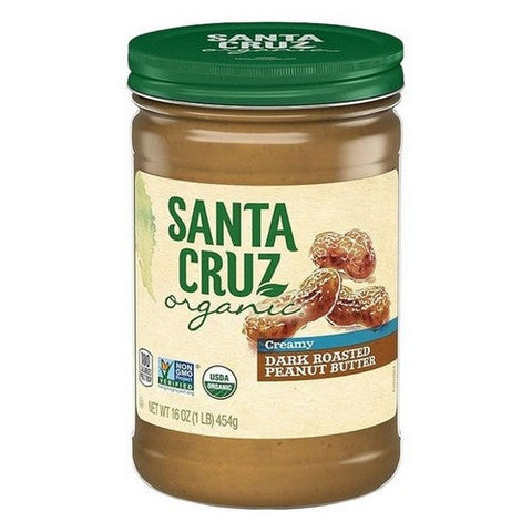 Santa Cruz, Organic Creamy Dark Roasted Peanut Butter, 16 Oz(Case of 12) Santa Cruz