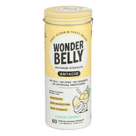Wonderbelly, Lemon Sorbet Antacid Chewable, 60 Tabs(Case Of 4) Wonderbelly