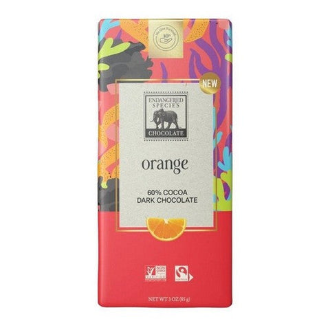 Endangered Species, Dark Chocolate Bar Orange, 3 Oz(Case Of 12) Endangered Species
