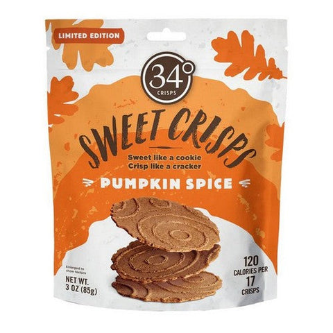 34 Degrees, Pumpkin Spice Sweet Crisps, 3 Oz(Case Of 12) 34 Degrees
