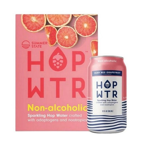 Hop Water, Sparkling Water Ruby Red Grapefruit, 72 Oz(Case Of 4) Hop Water