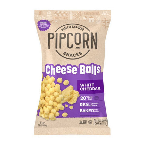 Pipcorn, White Cheddar Cheese Balls, 4.5 Oz (Case Of 12) Pipcorn