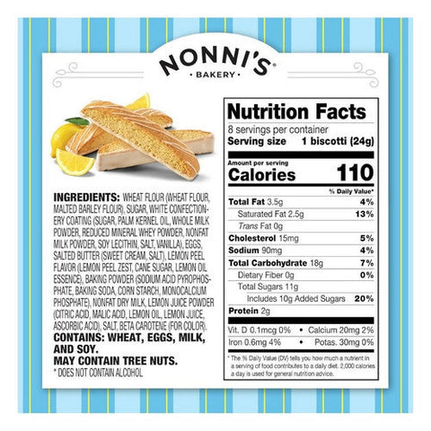 Nonnis, Limoncello Biscotti Italian Cookies, 6.88 Oz (Case Of 6) Nonnis