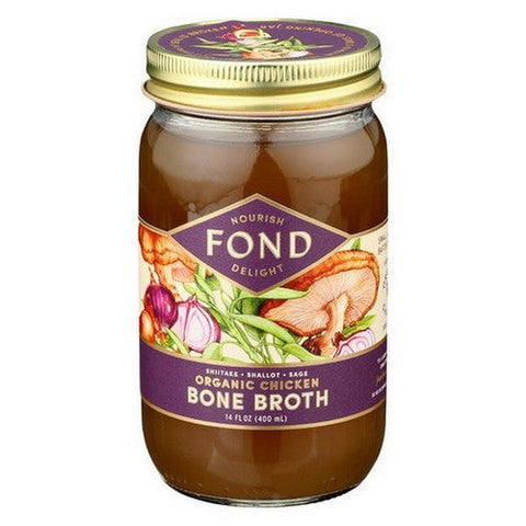 Fond Bone Broth, Organic Shiitake Shallot Sage Chicken Bone Broth, 14 Oz (Case Of 4) Fond Bone Broth