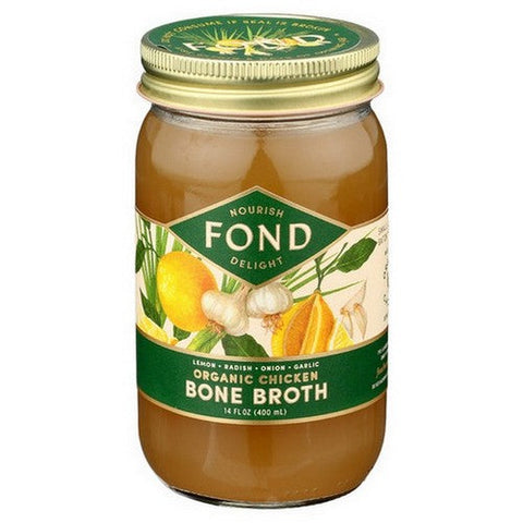 Fond Bone Broth, Organic Lemon Radish Onion Garlic Chicken Bone Broth, 14 Oz (Case Of 4) Fond Bone Broth