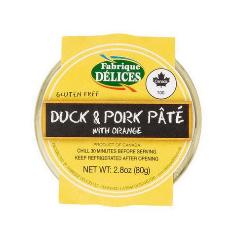 Fabrique Delices, Duck And Pork Pate With Orange, 2.8 Oz(Case Of 12) Fabrique Delices