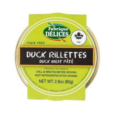 Fabrique Delices, Duck Rillettes Glass Jar, 2.8 Oz(Case Of 12) Fabrique Delices