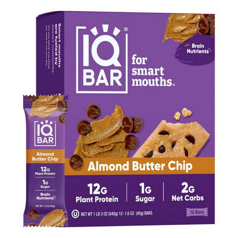 IQ Bar, Almond Butter Chip Bar, 1.6 Oz(Case Of 12) IQ Bar