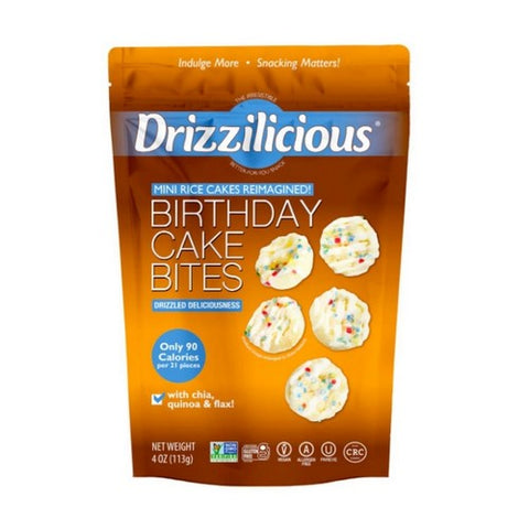 Drizzilicious, Mini Rice Crisp Birthday Cake Bites, 4 Oz(Case Of 6) Drizzilicious
