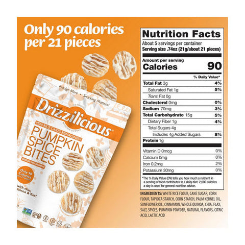 Drizzilicious, Pumpkin Spice Mini Snack Chocolatey Rice Cakes, 4 Oz(Case Of 6) Drizzilicious