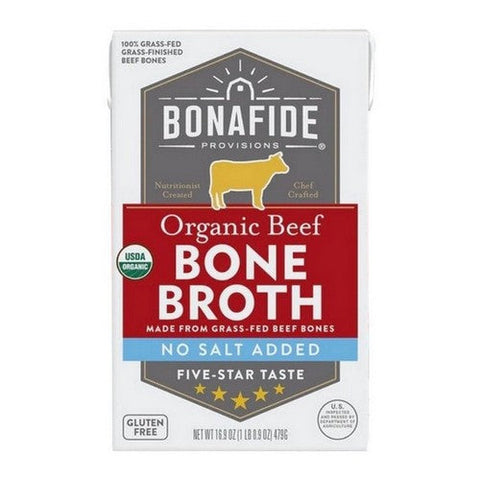 Bonafide Provisions, Organic Beef Bone Broth No Salt Added Dry, 16.9 Oz(Case Of 6) Bonafide Provisions