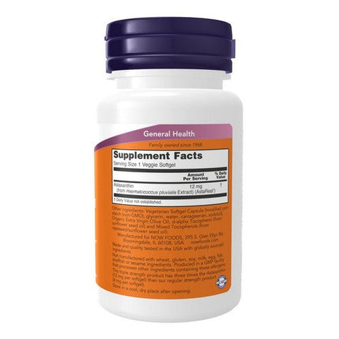 Now Foods, Astaxanthin Triple Strength, 12 Mg, 60 Veg Caps Now Foods