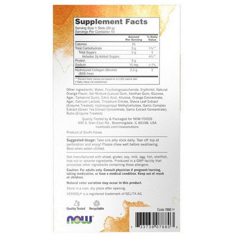 Now Foods, Collagen Jelly Beauty Complex Sweet Orange, 7.05 Oz / (10 Jelly Sticks) Now Foods