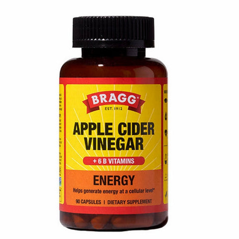 Bragg's Liquid Aminos, True Energy Apple Cider Vinegar Plus 6 B Vitamins, 90 Capsules
