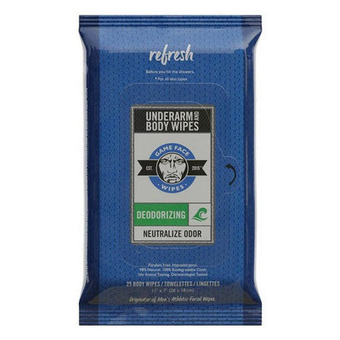 Game Face, Deodorizing Underarm And Body Wipes, 25 Count Game Face