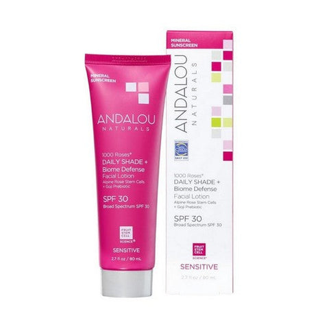 Andalou Naturals, 1000 Roses Daily Shade Plus Biome Defence Facial Lotion Spf 30, 2.7 Oz Andalou Naturals