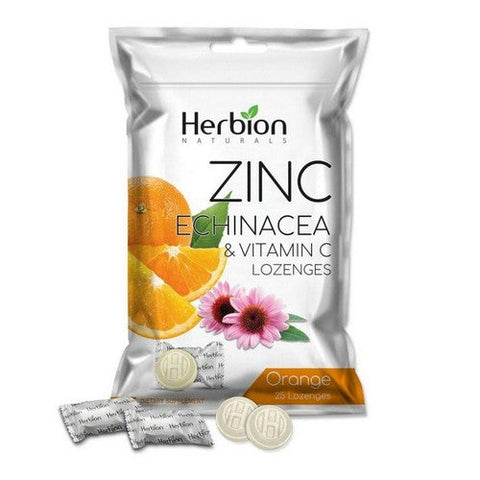 Herbion Naturals, Zinc Echinacea And Vitamin C Lozenges With Natural Orange, 25 Count Herbion Naturals