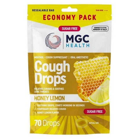 Mgc Health, Cough Drops Honey Lemon Sugar Free, 70 Drops Mgc Health