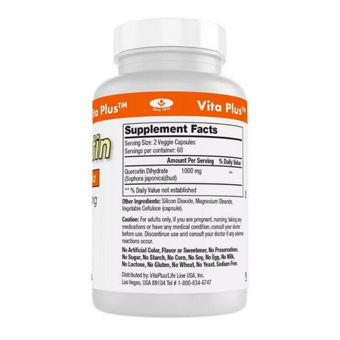Vita plus, Quercetin, 1000 Mg, 120 Veggie Capsules Vita plus