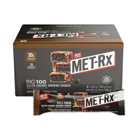 Pure Protein, Met-Rx Big 100 Salted Caramel Brownie Bar, 9 Count Pure Protein