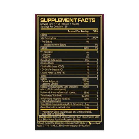 Cellucor, C4 Ultimate WWE Pomegranate Piledriver, 20 Servings Cellucor