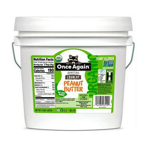 Once Again Nut Butter, Organic Unsweetened Crunchy Peanut Butter, 9 Lbs Once Again Nut Butter