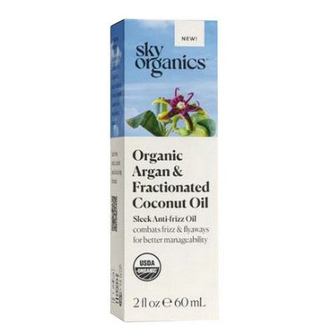 Sky Organics, Sky Organics Organic Argan And Fractioned Coconut Oil Sleek Anti Frizz Oil, 2 Oz Sky Organics