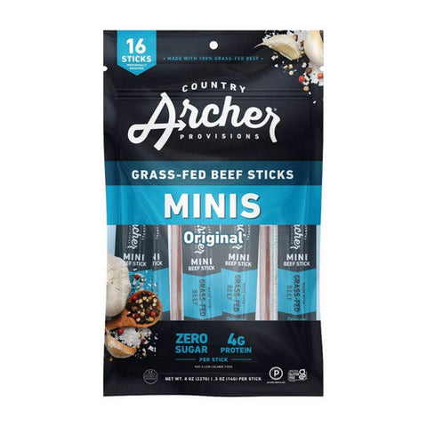 Country Archer, Original Minis Grass Fed Beef Sticks, 8 Oz (Case Of 8) Country Archer