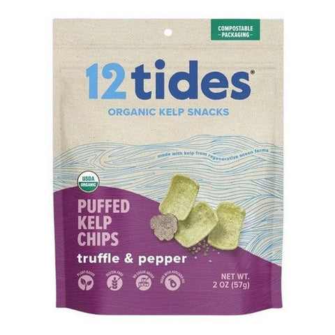 12 Tides, Organic Kelp Chips Truffle And Pepper, 2 Oz (Case Of 8)