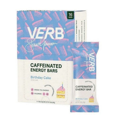 Verb Energy, Verb Energy Birthday Cake Caffeinated Energy Bar, 16 Count Verb Energy