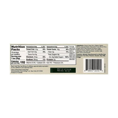 Verb Energy, Birthday Cake Caffeinated Energy Bar, 16 Count Verb Energy