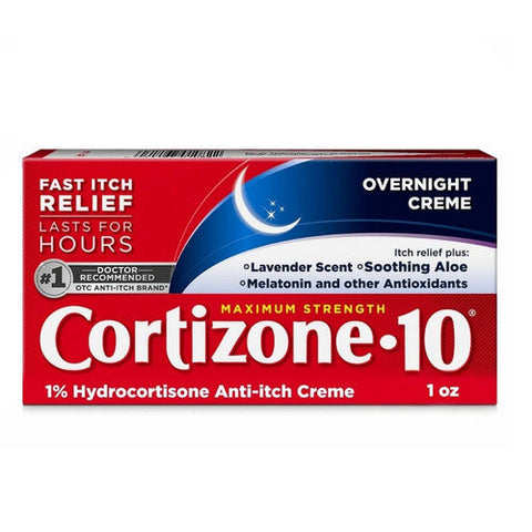 Cortizone-10, Overnight 1% Hydrocortisone Anti Itch Creme Maximum Strength Lavender Scent, 1 Oz Cortizone-10