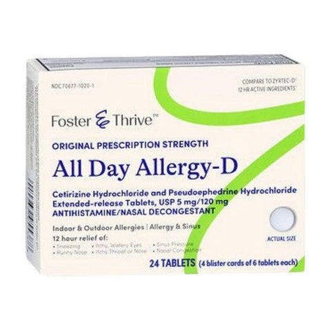 Foster And Thrive, All Day Allergy-D, 24 Tabs