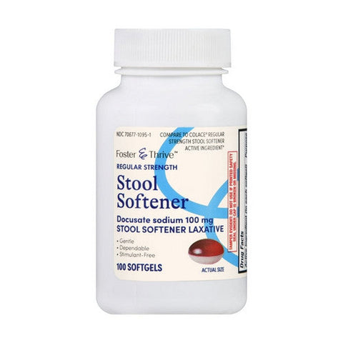 Foster And Thrive, Regular Strength Stool Softener, 100 Mg, 100 Softgels Foster And Thrive