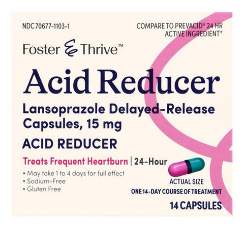 Foster And Thrive, Acid Reducer Lansoprazole Delayed-Release, 15 Mg, 14 Caps Foster And Thrive
