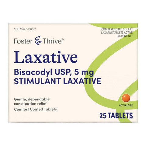 Foster And Thrive, Laxative Bisacodyl Usp, 5 MG, 25 Tabs Foster And Thrive