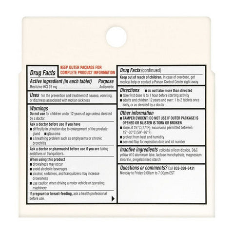 Foster And Thrive, Less Drowsy Motion Sickness Meclizine Hcl, 25 Mg, 8 Tabs Foster And Thrive