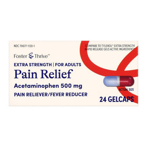 Foster And Thrive, Extra Strength Pain Relief Acetaminophen, 500 Mg, 24 Caps Foster And Thrive