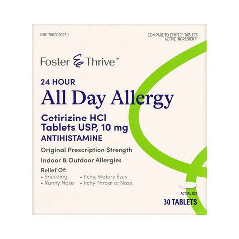 Foster And Thrive, All Day Allergy Cetirizine Hcl, 10 Mg, 30 Tabs Foster And Thrive