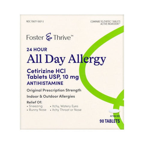 Foster And Thrive, 24 Hour All Day Allergy Cetirizine Hcl Usp, 10 Mg, 90 Tabs Foster And Thrive