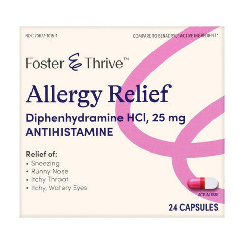 Foster And Thrive, Allergy Relief Diphenhydramine Hcl, 25 Mg, 24 Caps Foster And Thrive