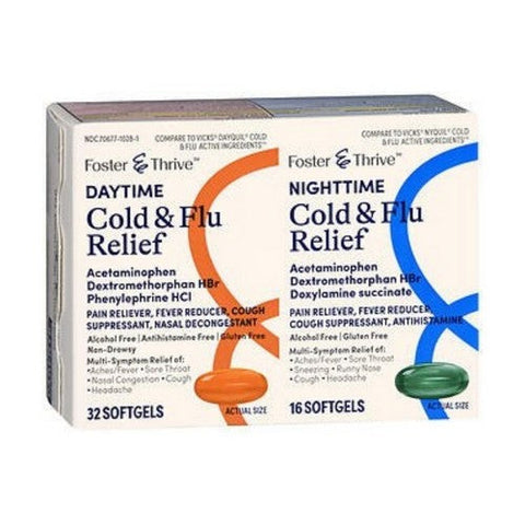 Foster And Thrive, Daytime And Nighttime Cold Flu Relief, 48 Softgels Foster And Thrive