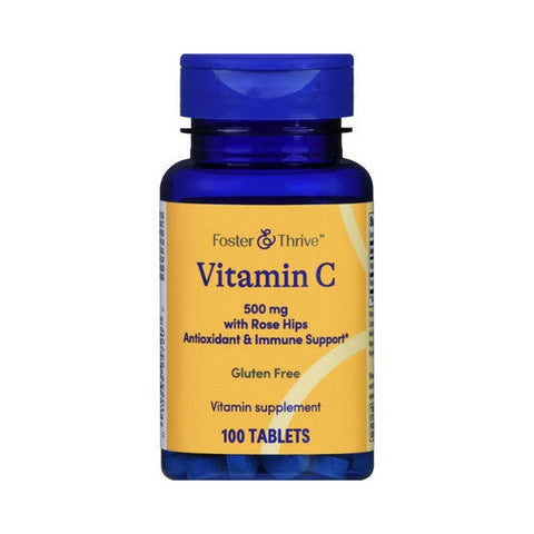 Foster And Thrive, Vitamin C With Rose Hips, 500 Mg, 100 Tabs Foster And Thrive