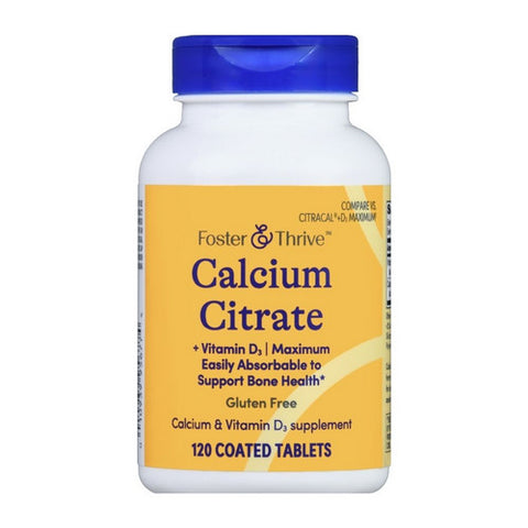 Foster And Thrive, Calcium Citrate Plus Vitamin D3 Maximum Coated, 120 Tabs Foster And Thrive