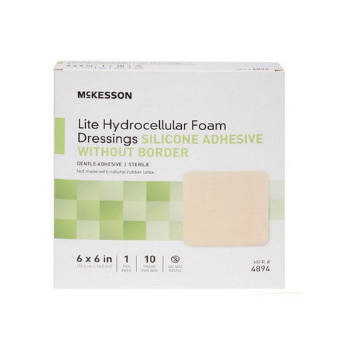 McKesson, Lite Hydrocellular Foam Dressing 6 X 6, 10 Count McKesson