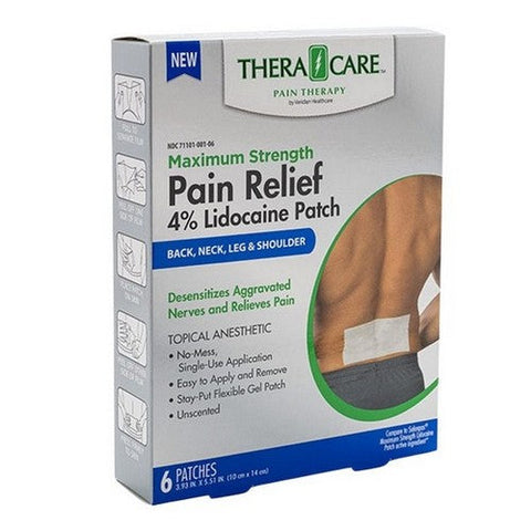Theracare, Maximum Strength Pain Relief Patch 4% Lidocaine Patch, 6 Count Theracare