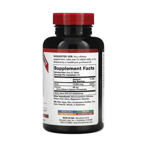 Olympian Labs, Biotin, 10000 mcg, 120 Tablets Olympian Labs