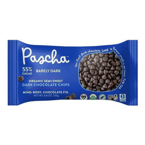 Pascha, 55% Cacao Semi Sweet Dark Chocolate Chips, 8.8 Oz (Case Of 6) Pascha